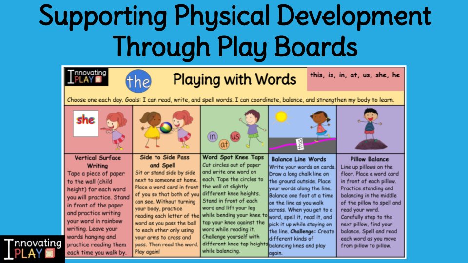 Supporting Physical Development Through Play Boards innovatingplay.world/supporting-phy… #InnovatingPlay #gafe4littles #ECE #ecechat #kinderchat #NAEYC #prek #kinderchat #1stchat #2ndchat #elemchat #edchat #physed #occupationaltherapy