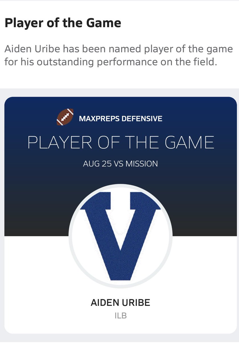 CoachUribe_'s tweet photo. Kid had a game against Mission !!! 16 tackles!! Player of the game for defense by MaxPreps!! Past this and ready for Week 2 against McAllen Memorial. #BlueDawg @AidenUribe https://t.co/aVu9mDvDts