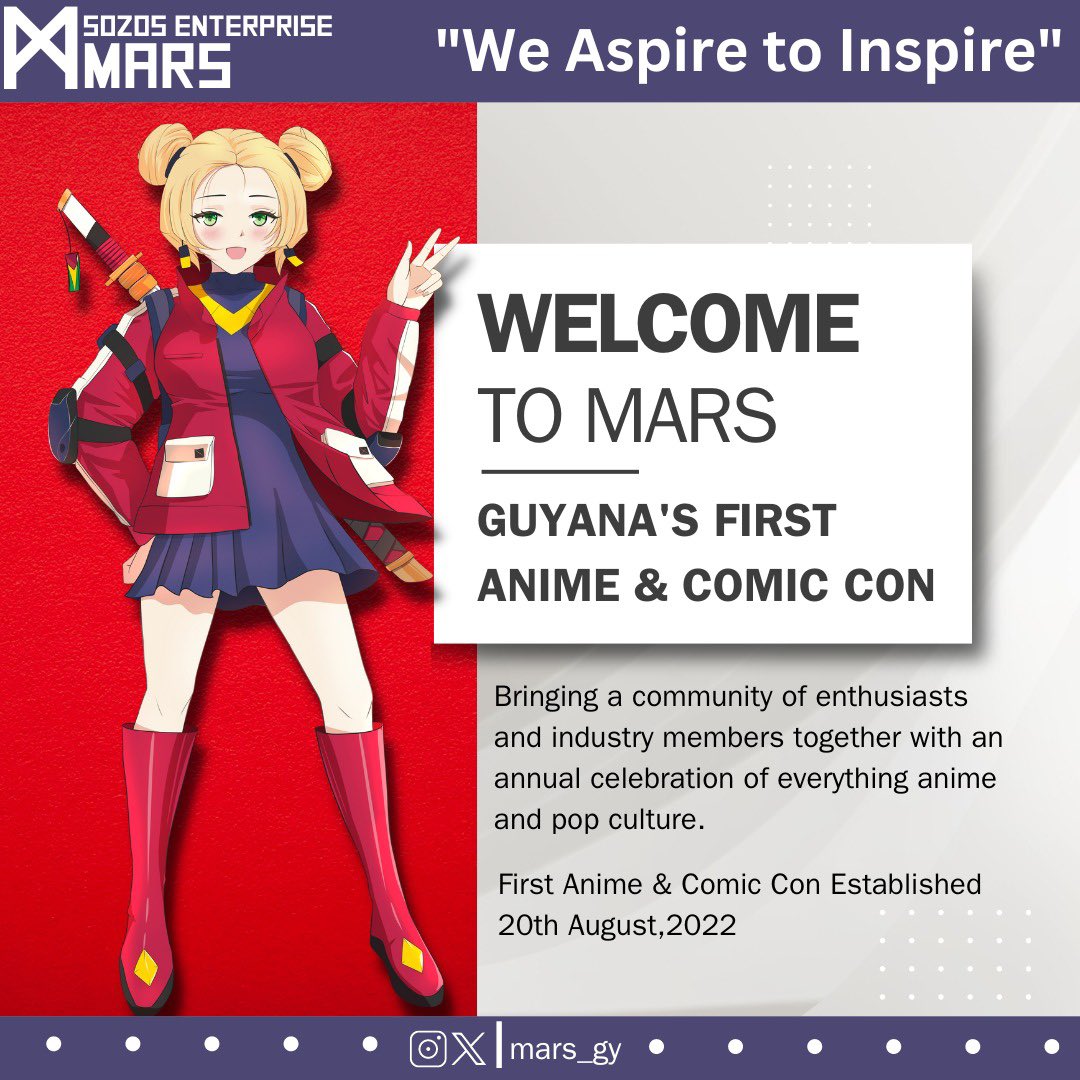Mars_guyana1's tweet photo. MARS, Guyana’s First Anime &amp; Comic Con. Making history with our community ❤️ https://t.co/IzhY1FRCnM
