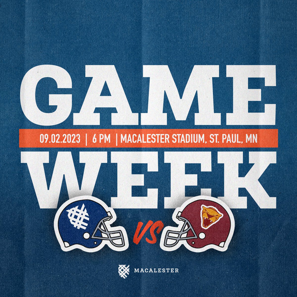 MacalesterFB's tweet photo. GAME WEEK!

🗓️ Sept. 2nd, 2023  
 🆚University of Minnesota Morris 
📍 Macalester Stadium - Saint Paul, MN https://t.co/iLMNrpddc5