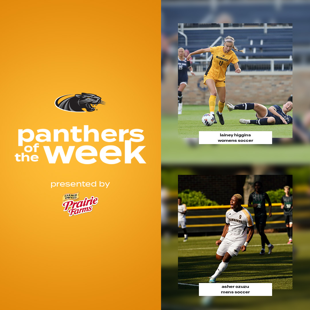 MKEPanthers's tweet photo. Here are your MKE Panthers of the Week!

Lainey Higgins
Soccer ⚽️
Lainey was named MVP as the Panthers won the "Challenge Cup" this weekend (beat MN/tied Denver).

Asher Ozuzu
Soccer ⚽️
Asher scored a goal in his first collegiate game as a Panther on Sunday against Chicago State. https://t.co/0CrFBJ4GxJ