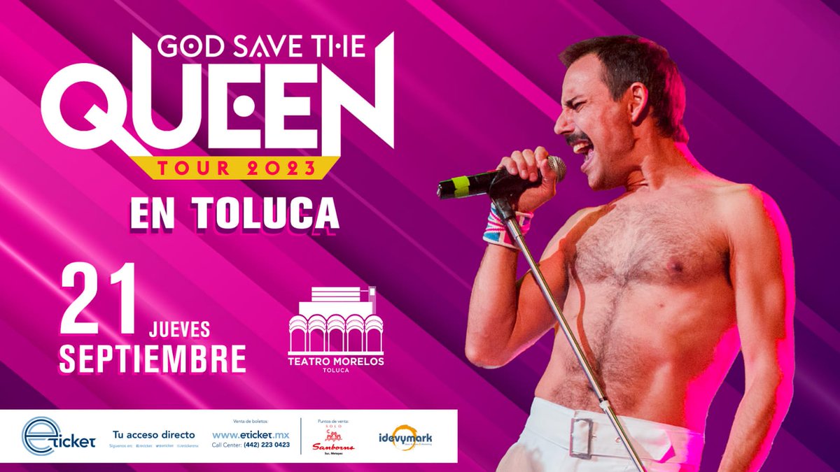 cyncontrol's tweet photo. Súper evento en toluca, homenaje a una de las bandas de #rock más importantes de la historia #queen próximo 21 de septiembre en el Teatro Morelos Toluca compra tus boletos en: eticket
https://t.co/mcMIPXZc6U
Uno de los mejores intérpretes de #freddiemercury
@Idevymark https://t.co/Ial0v7z0ni