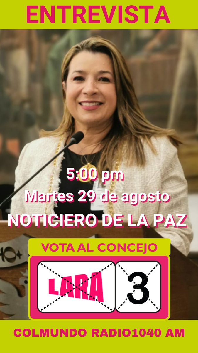 SoyClauRodri3's tweet photo. Mañana, Martes 29, a las 5:00pm, estaré en el Noticiero de La Paz en @ColmundoRadio hablando sobre nuestras propuestas y acciones de la #BogotáSíSePuede
¡Tú eres parte de esta conversación! Sintoniza 1040 am y únete a la charla. ¡Te espero al aire! #Lara3 #FirmeLara https://t.co/xOGi5dsMr8