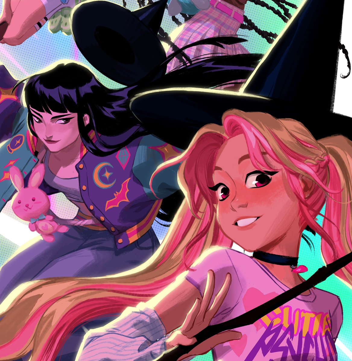 Crop of a one off illustration I did for a friend last week. The vibe is newjeans but witches✨