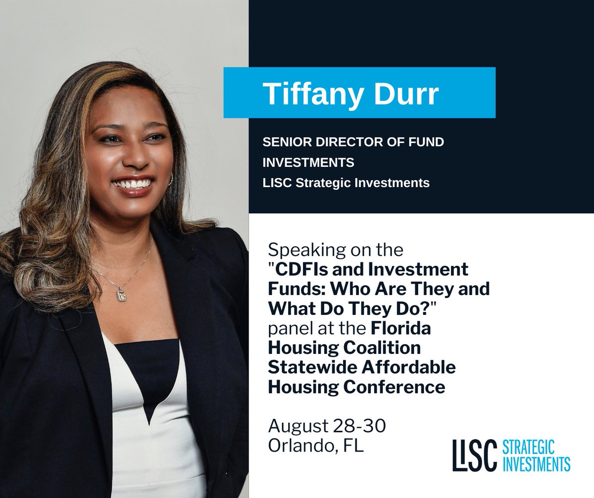 If you’re interested in developing #AffordableHousing in Florida and are learning more about investment and #AccessToCapital opportunities, be sure to attend Tiffany Durr’s panel tomorrow at the Florida Housing Coalition Statewide Housing Conference.