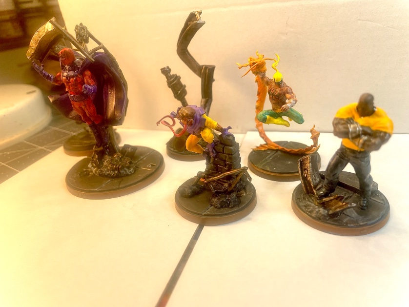 Completed tonight Marvel crisis Protocol characters 
Magneto &amp; constructs, Toad, iron Fist , Luke Cage 
They are the 89th -92nd figures from the game I’ve painted this year