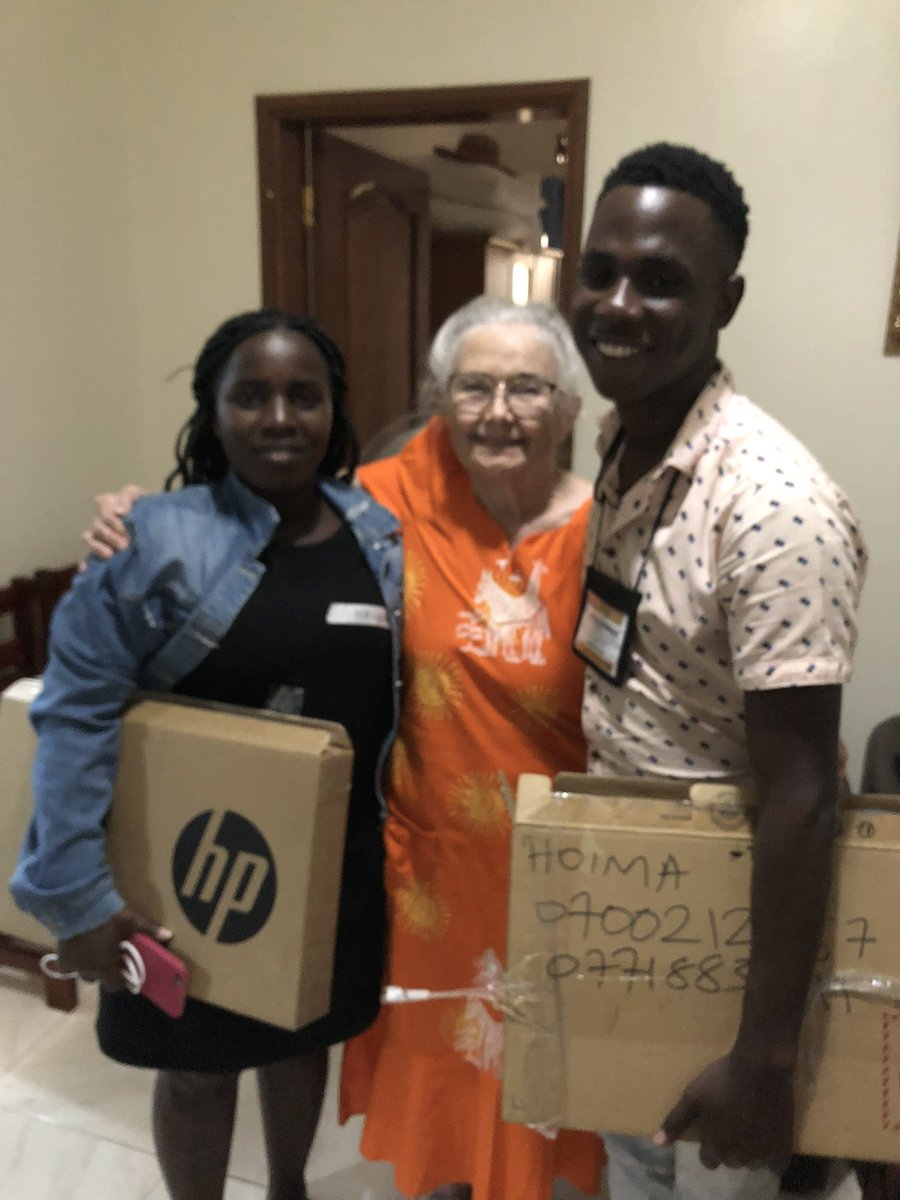 These 2 high school graduates are ready to go to Ugandan Christian University! Mission of hope was able to supply them with new laptops for school. #missionofhope #Uganda #mustardseedproject