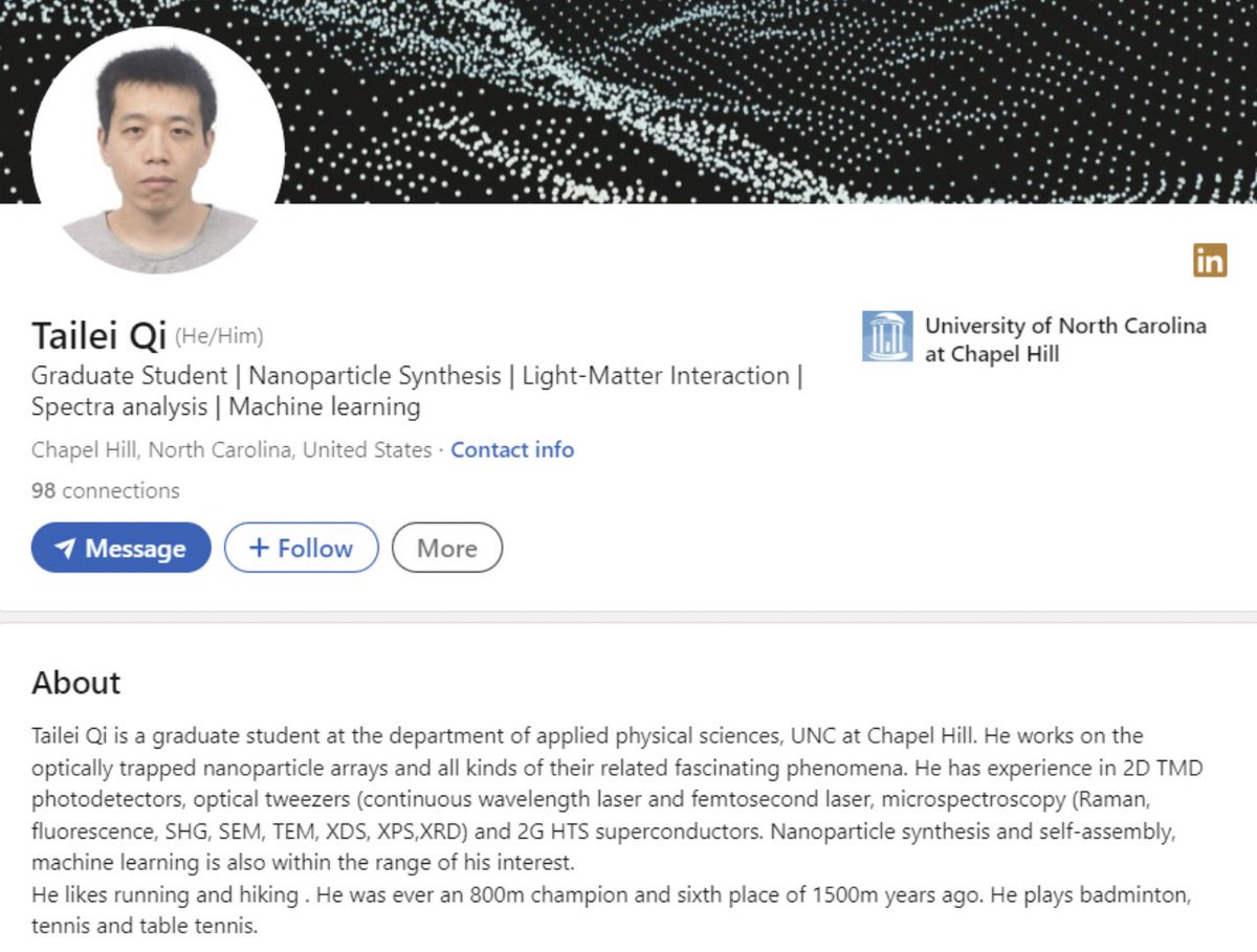 Chrishale92's tweet photo. Update from @UNC Chapel Hill - Stay Sheltered in Place. Suspect at Large. 

Suspect Info: Tailei Qi 
Graduate Student at UNC.  #ChapelHill #ActiveShooter #CampusLockdown https://t.co/tkoEUASQOm