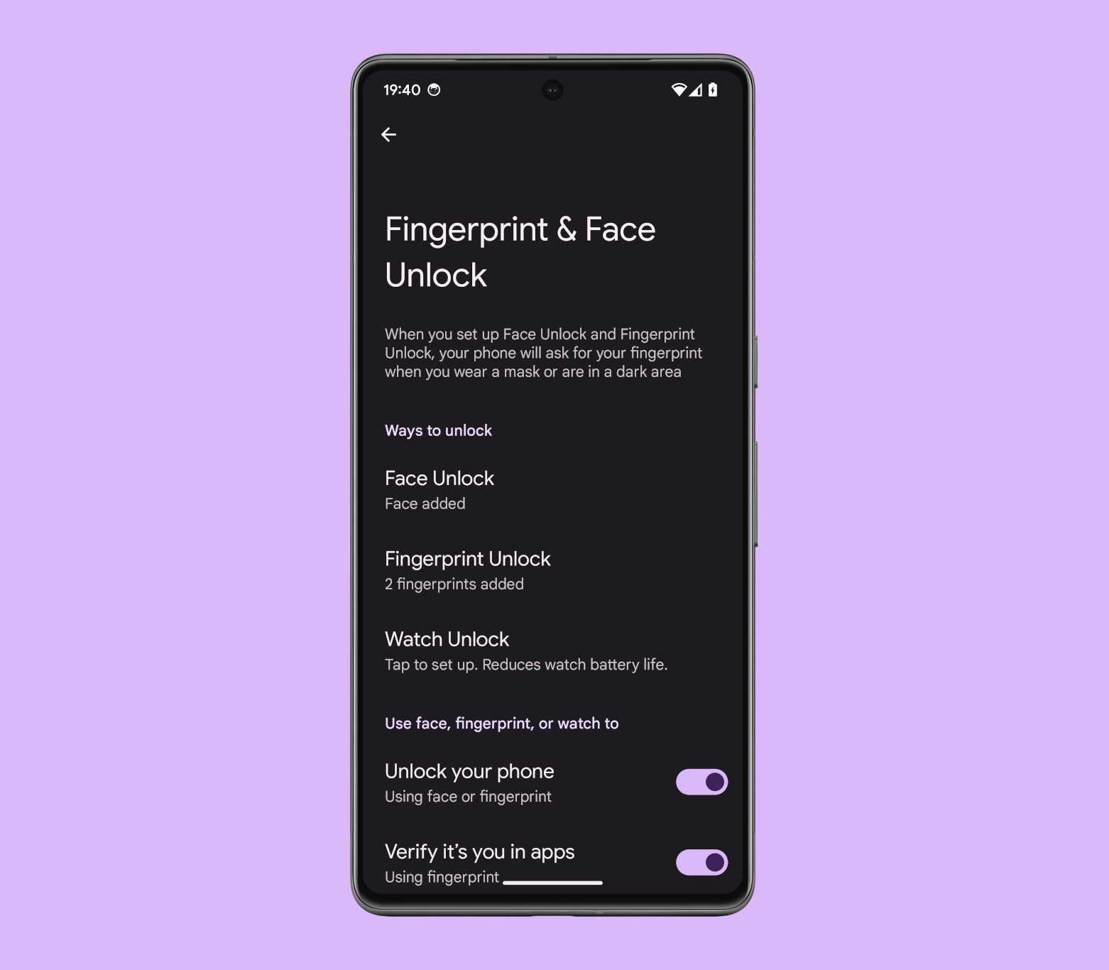 Fingerprint mobile deals watch
