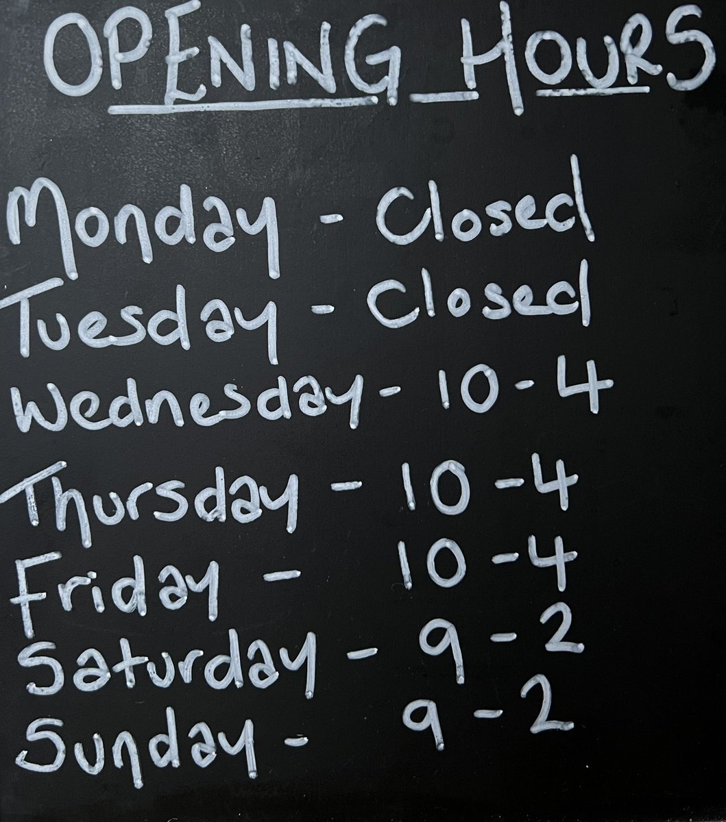 New opening hours from this  week…