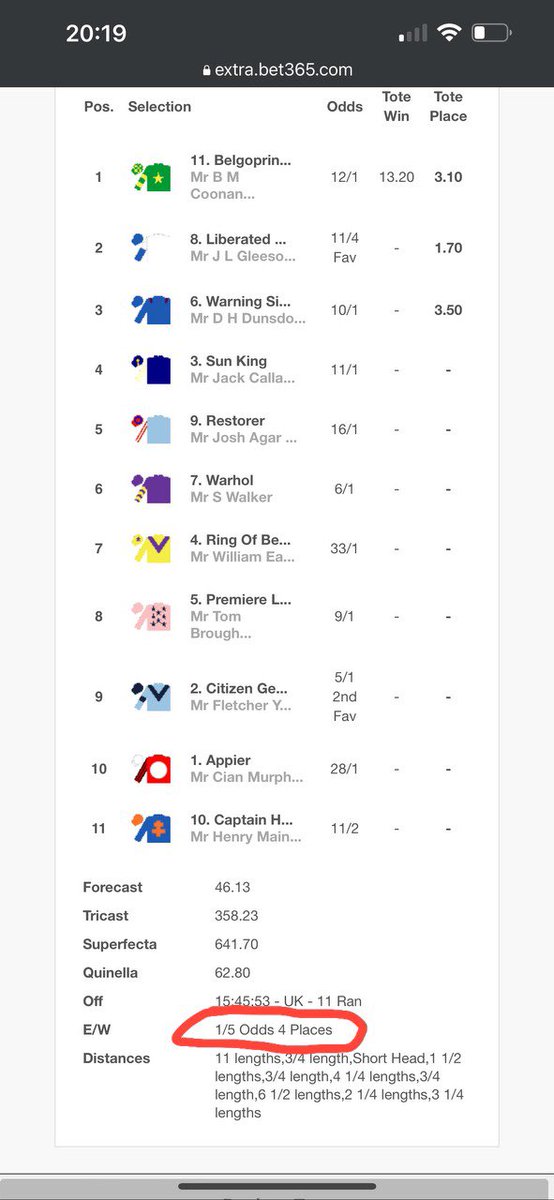 willowche's tweet image. Hi @bet365 please can you sort bets on the 3:40 correctly please, Sun King placed as per your results &amp;amp; all bets settled as lost with this selection.