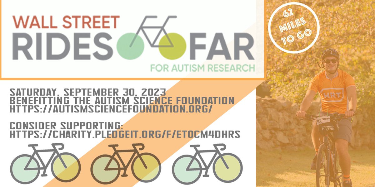 Consider supporting the Autism Science Foundation ahead of Wall Street Rides Far🚲 on 9/30 charity.pledgeit.org/f/et0CM4dHRs