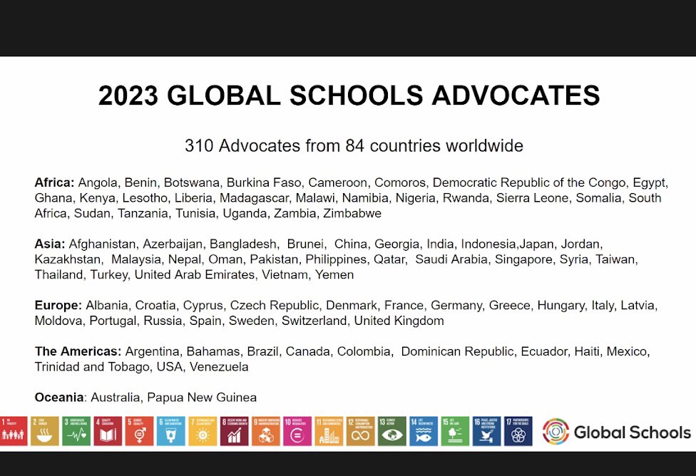 It’s with great pleasure to announce that I finished my training course & became a #GlobalSchoolsAdvocate 2023!
It will be a privilege to introduce my school community at @HIS_Moldova to this wonderful #SDG program!
@SDGsInSchools @TakeActionEdu 
bit.ly/45vxbkK