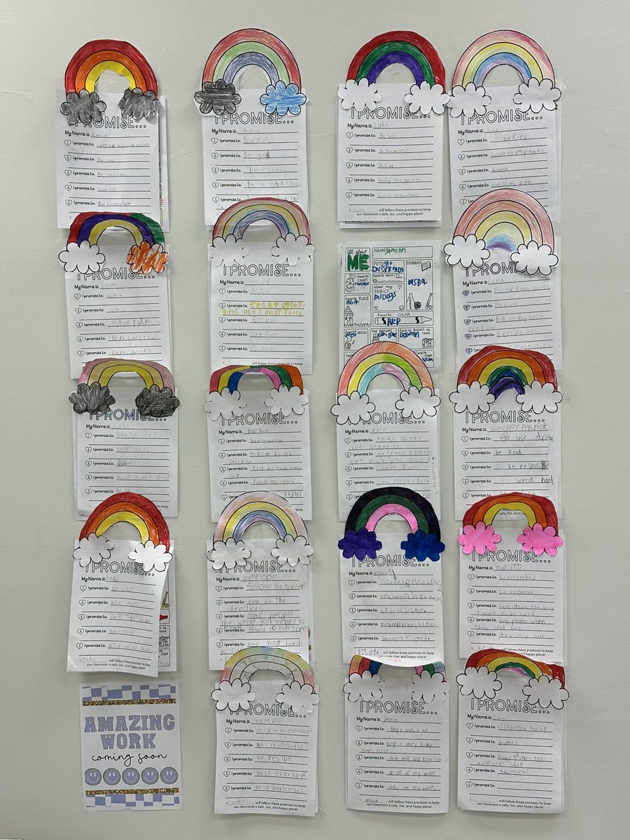 Ms_Seefeldt's tweet photo. Today we read “I Promise” by Lebron James @LJFamFoundation 
Each student then read 5 promises to creating a safe and kind classroom environment.
This lead us to creating and signing our class contract! @IndianTrailScho #112leads https://t.co/aj1QPvzOGX