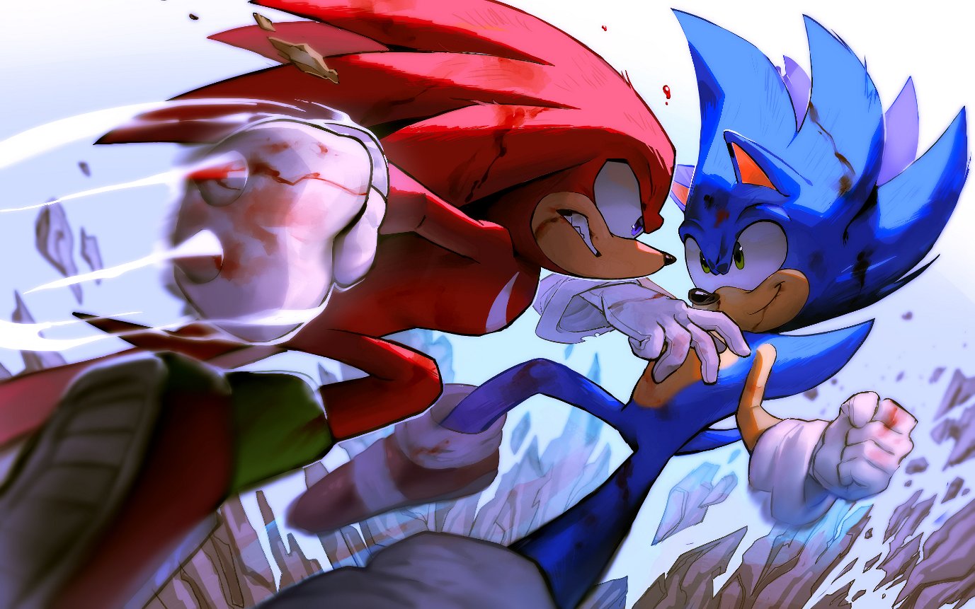 sonic the hedgehog, shadow the hedgehog, knuckles the echidna, and silver  the hedgehog (sonic) drawn by sk_rokuro