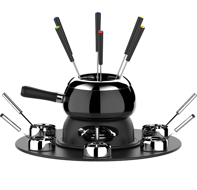 Conjunto Fondue com Base Giratória, 23 peças, Preto, Euro