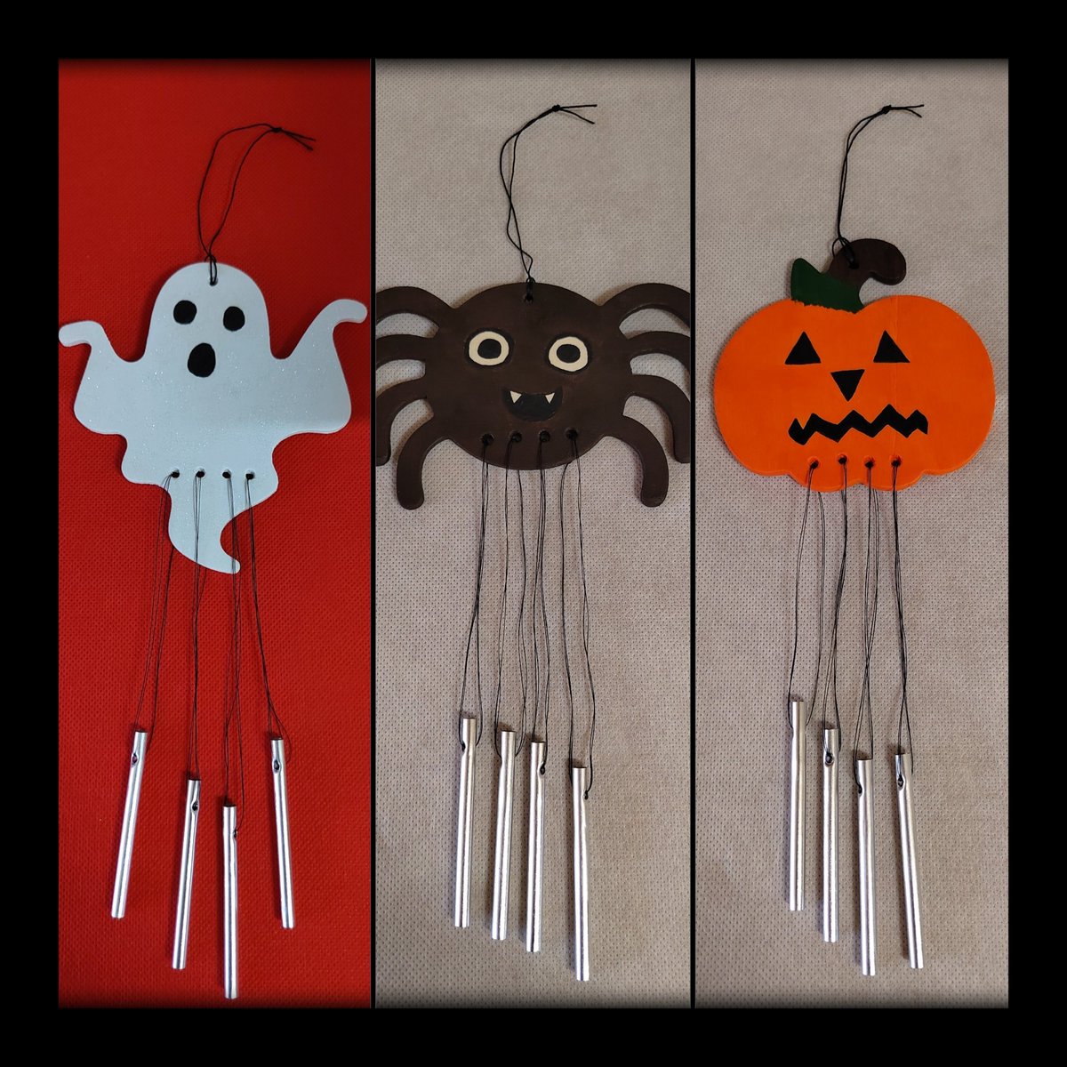 Bloodsucker_3's tweet photo. New: Pumpkin, spider and ghost wind chimes - now available in my Etsy shop! 🎃🕷️👻
https://t.co/OOUjfQUu9O
.
.
.
#windspiel #windspiele #klangspiel #windchime #windchimes #pumpkin #ghost #spider #totenbraut #totenbrautscorner #totenbrautsdarkcorner #etsy #etsygermany #etsyshop https://t.co/nPbMPY2lBH