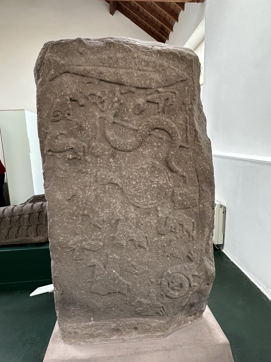 WWPostdadW's tweet photo. #Pictish art.  Paganism meets Christianity, C8th, on reverse sides of sculptured stone &amp; cross. #Meigle &amp; East Coast #Scotland 

see|try|explore|learn|imagine https://t.co/YS0okCFzc8