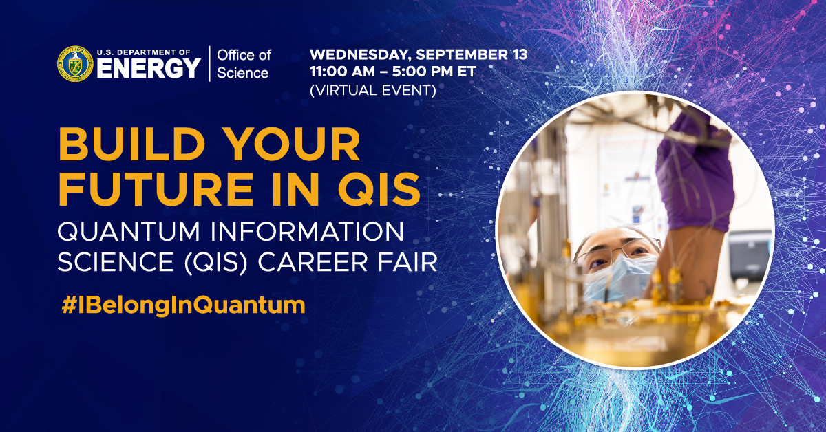 QIS research isn't just happening in the lab. Join us at 1:30pm ET, during the quantum career fair on Sept. 13, as we discuss 'Quantum Careers in Industry' with panelists from Boeing, Amazon, and Infleqtion.

See more here: bit.ly/3BhyQxq

#IBelonginQuantum #STEMCareer