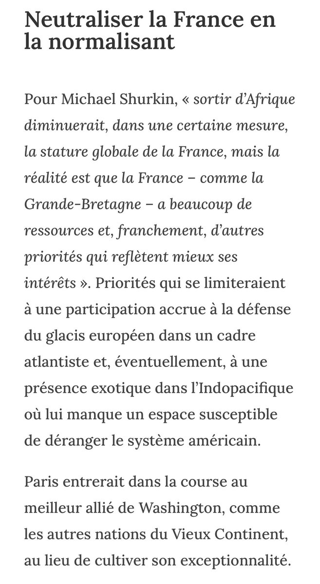 TribunePop23's tweet photo. 🇫🇷💥🇺🇸

Spécialiste américain du Sahel et de l’armée française, Michael Shurkin vient d’écrire l’oraison funèbre de la France en Afrique dans un article révélateur des arrière-pensées américaines.

Shurkin reprend d’ailleurs un narratif stratégique américain classique en écrivant… https://t.co/s9GcqbM1n4
