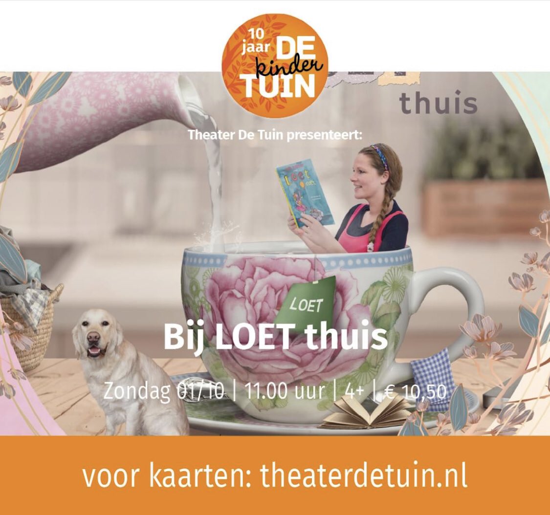 Onze eerste kindervoorstelling Bij Loet thuis. Een vrolijke, muzikale en interactieve kindervoorstelling, waarin Loet samen met hulp van alle kinderen en haar hond Mango op zoek gaat naar een bijzondere schat in huis.

Kijk voor meer info en kaarten op theaterdetuin.nl