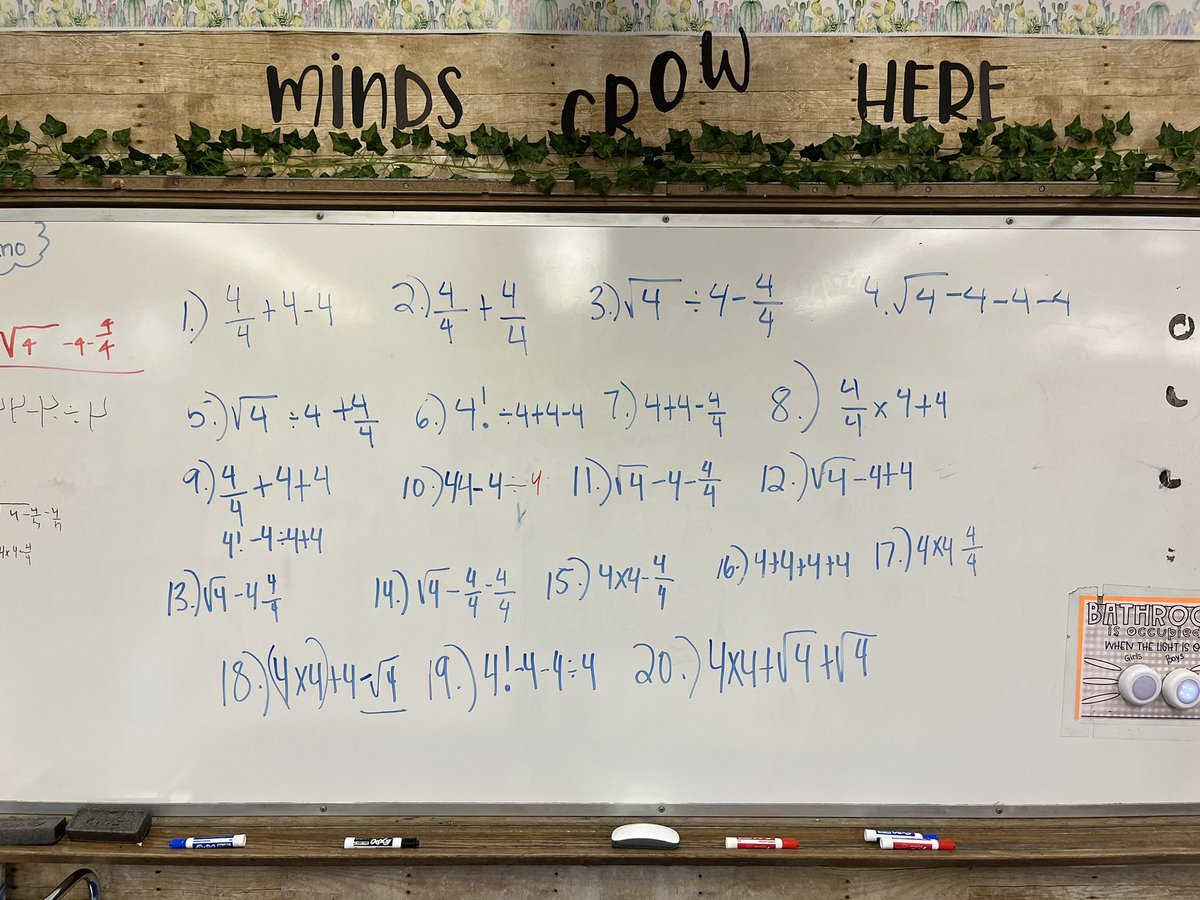 4G was my second class EVER to fully solve Four 4’s challenge by <a href="/joboaler/">Jo Boaler</a> . What mathematicians! @weekofinspirationalmath