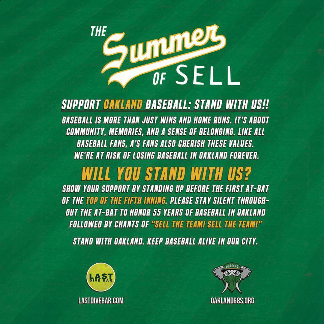 AsFanByDesign's tweet image. Hey Claire! Welcome to the #SummerOfSELL! Oakland A's fans would love it if Mariners fans stood up at the top of the 5th inning and told John Fisher to #SellTheTeam! Here's a digital cheer card for you and all baseball fans in Seattle. Thank you for your support!
