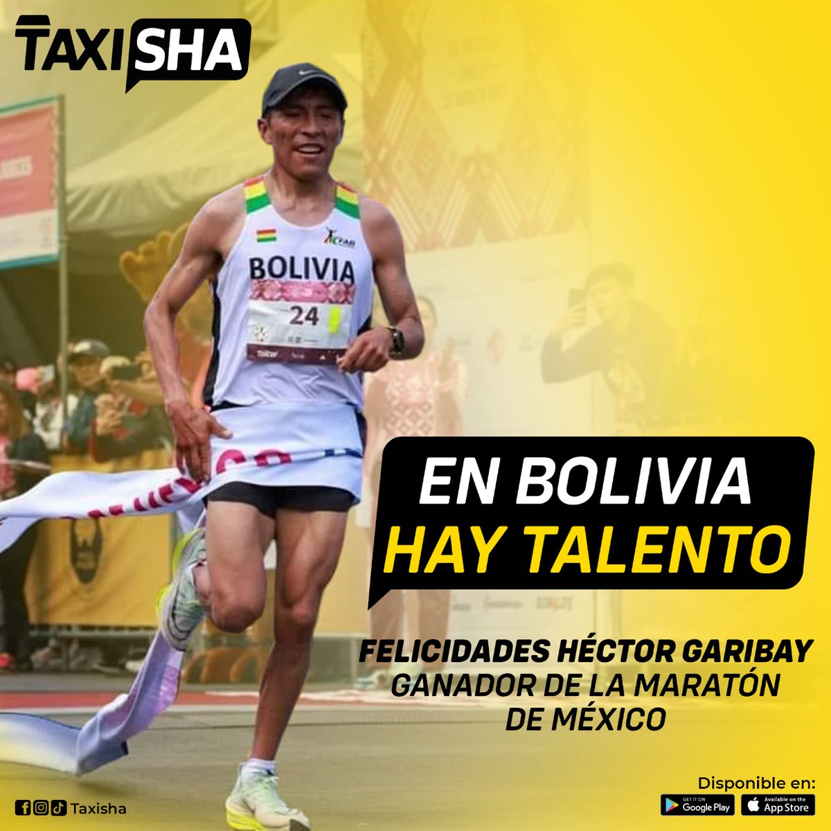 taxishabo's tweet photo. 🏆 ¡Héctor Garibay, ejemplo de perseverancia!🇧🇴🌟Tu triunfo en México nos inspira en Taxi Sha a luchar por ser la app de taxis número uno en Bolivia.Tu esfuerzo en solitario nos impulsa a seguir adelante hasta alcanzar la cima.¡Felicidades, campeón!🥇🚖 #HéctorCampeón #taxisha👏 https://t.co/45k8YQ05HZ