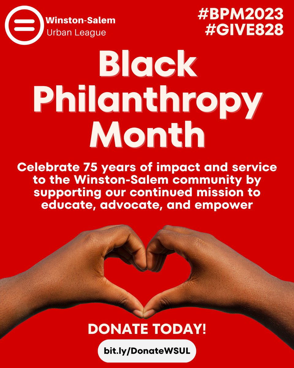 August is Black Philanthropy Month | Celebrate 75 years of impact and service to the Winston-Salem community by supporting our continued mission to educate, advocate, and empower ✊🏾

Donate Today: bit.ly/DonateWSUL