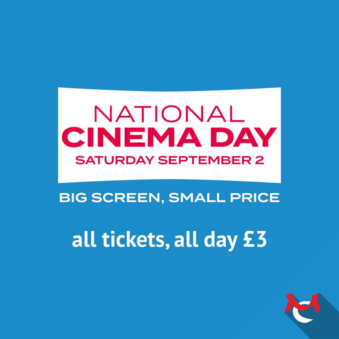 IT’S BACK! National Cinema Day this weekend!
All tickets, all films, all day just £3 on Saturday!

On sale now at thurso.merlincinemas.co.uk

#nationalcinemadayuk #ncd #lovecinema #lovethebigscreen
