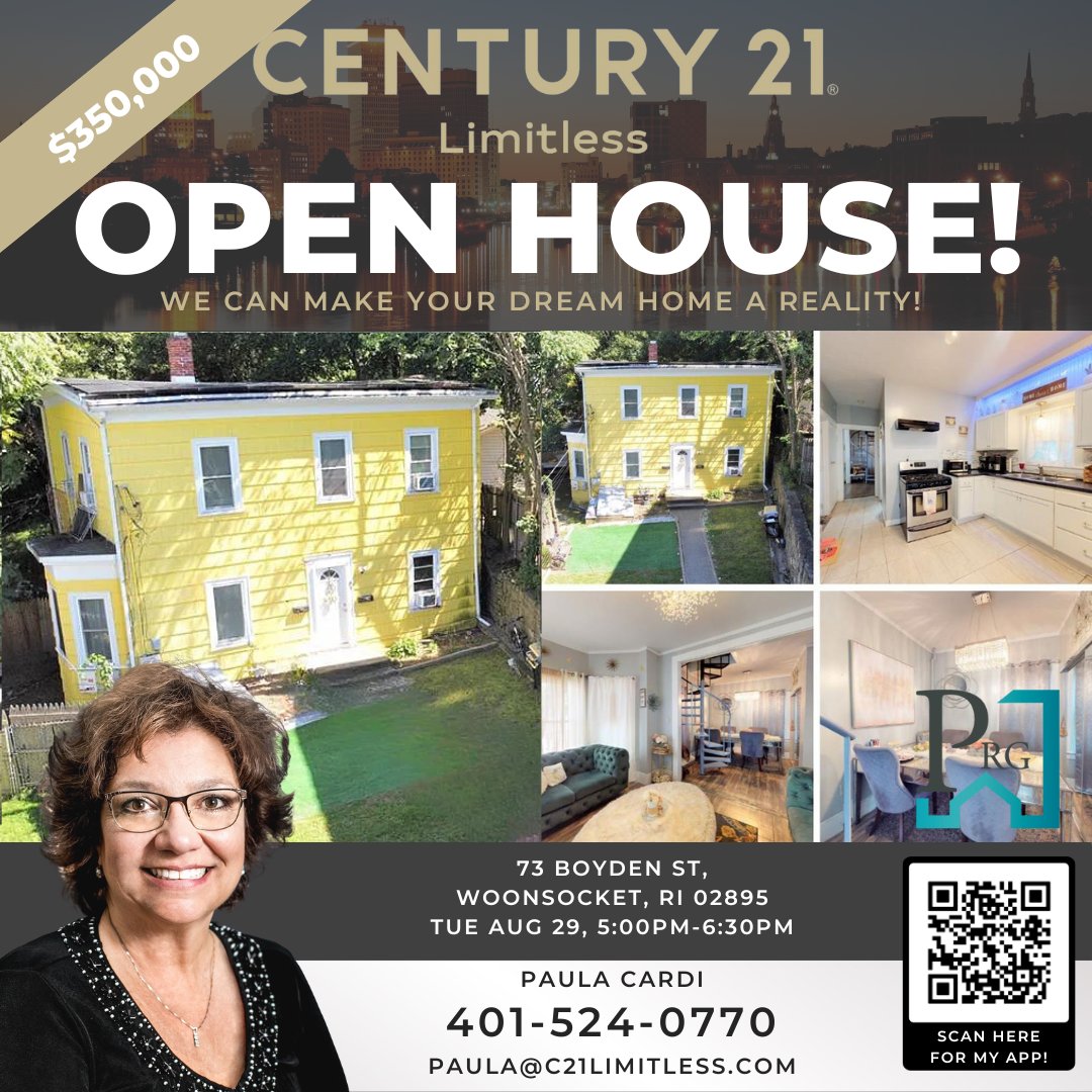 🚨 🚨 🚨 ATTENTION WOONSOCKET HOMEBUYERS🚨 🚨 🚨

OPEN HOUSE!!!

➡️ Tue Aug 29, 5:00PM-6:30PM

Call 👉 📞 ☎ 401-524-0770
Century 21 Limitless PRG

#openhouse #sell #buy #lookingtobuy #lookingtosell #realtor #agent #realestate #century21limitlessprg