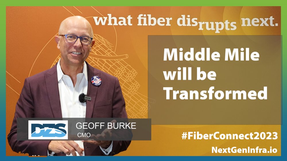 NextGenInfra_io's tweet photo. Catch Geoff Burke, CMO at @DZS_Innovation discussing fiber disruption and the pivotal role of the 'Middle Mile.' Watch now: https://t.co/qlgs82xsDg #FiberConnect2023 #FutureOfFiber https://t.co/yuteObyN0g