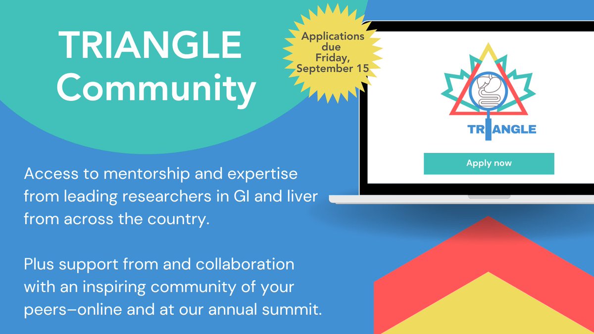 Ready to join an amazing community of GI and liver researchers from across Canada? If you're a PhD student, fellow, or early career researcher in digestive health, joining TRIANGLE will level up your career. Deadline: September 15 Learn more: triangleprogram.org