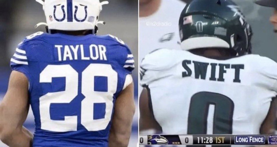 jasrifootball's tweet photo. If the #Eagles pull off a Jonathan Taylor trade, they may have the best RB duo in #NFL history….

Taylor Swift 😂

Taylor Swift also happens to be an #Eagles fan, how crazy would this end up being?

(📷: @thomasrp93) https://t.co/JVQjcHkZng