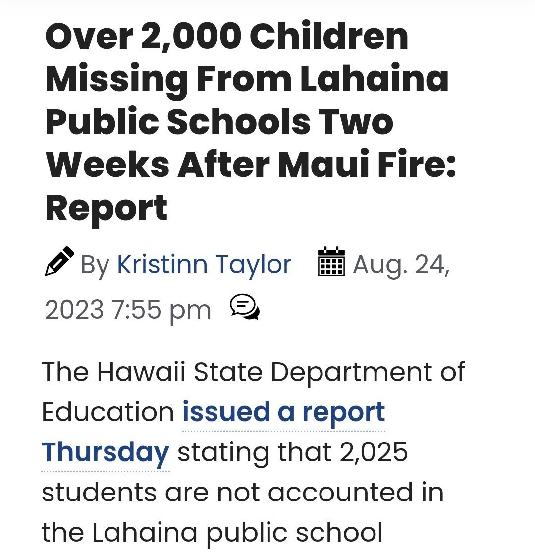 Why isn't anyone talking about the 2000 missing children in Maui?