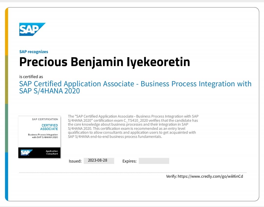 predeanalyst's tweet image. I am thrilled to announce that I have successfully passed the SAP TS410_2020 certification exam! This exam validates my skills and knowledge in using SAP Business One to perform various business processes, such as accounting, sales, purchasing, inventory, service, and reporting.