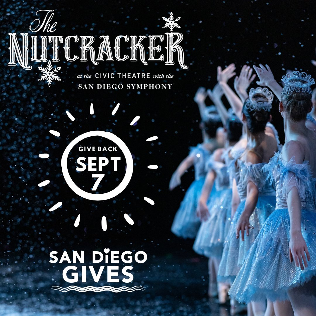 What if we all gave on one day? On Sept 7, our community will come together for 24 hours of unprecedented collective philanthropy through San Diego Gives.  We ask for your support of our #Nutcracker.
#SanDiegoGives #givelocal #goldenstateballet #sandiego #supportthearts #ballet