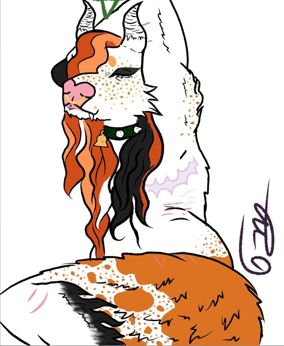 VoidXVulture's tweet photo. Toying around with poses and settled on colour for #topsurgeryscars #fursona #furry #furryartist #art #digitalart #gothmakeup https://t.co/97dpheUEen