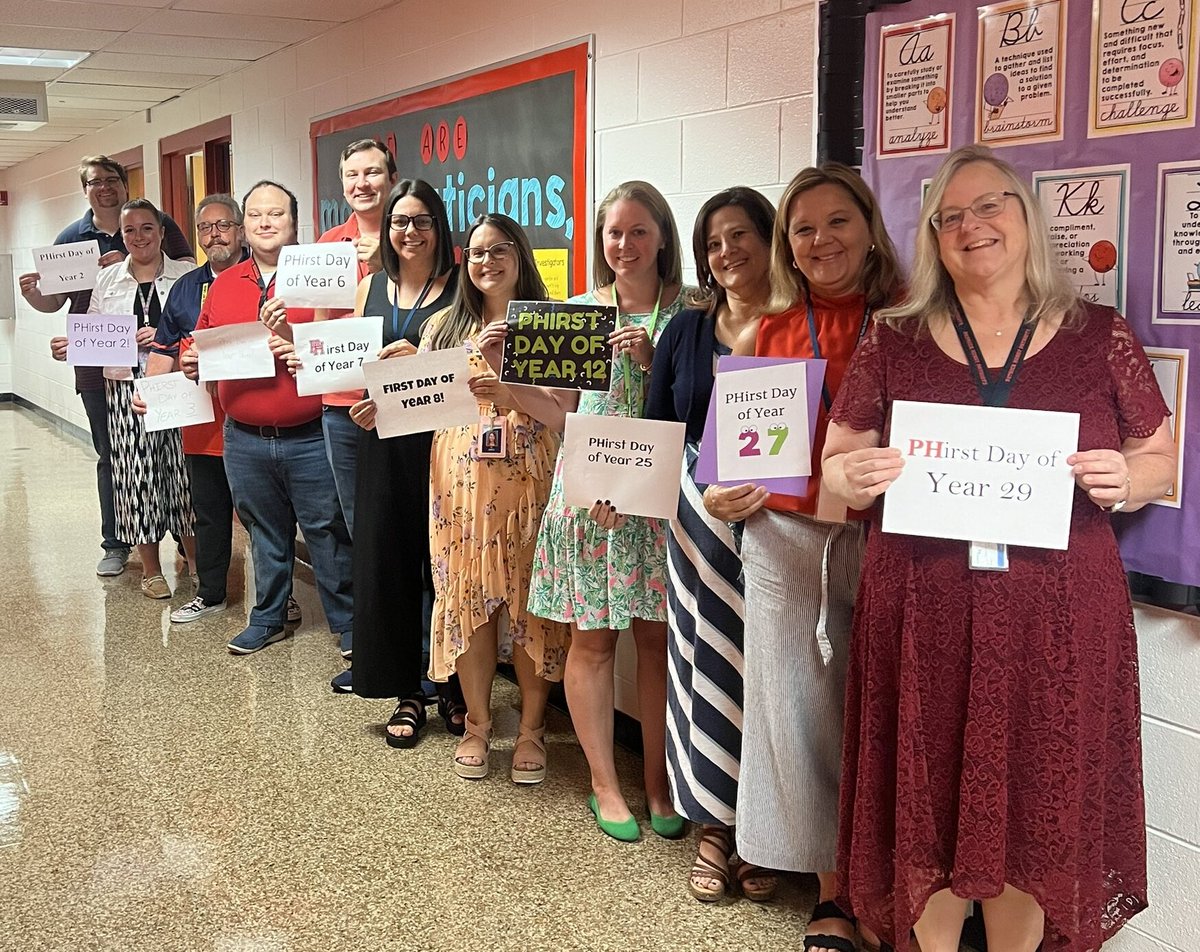 ADDS UP TO A GREAT TEAM! Members of the Patrick Henry High School math department took their annual PHirst day of school picture last week, displaying the number of years they've taught. What a great group!

#InspireEmpowerLead #HanoverStrong #ATraditionOfExcellence