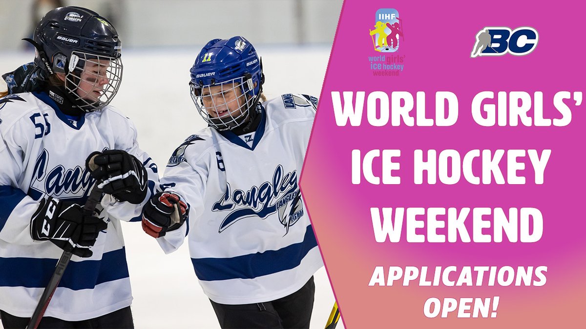 Calling all minor hockey associations.. ☎️ World Girls’ Ice Hockey Weekend is back October 7-8! Want to host an event in your community? Well, applications are now OPEN! Click below to read more and to submit your application. Deadline is September 18. bchockey.net/news-listing/w…