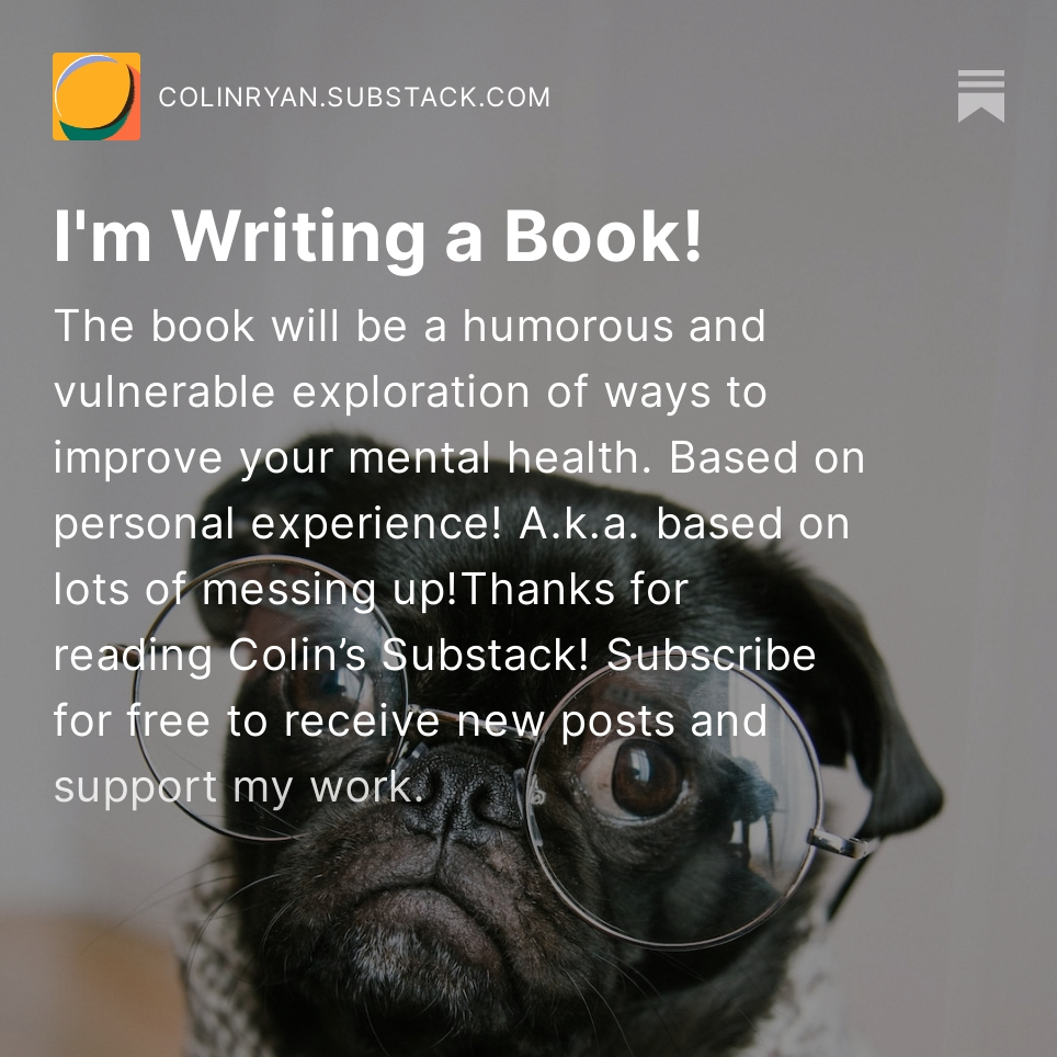 I'm Writing a Book! 

This time I'm sharing the process as I go through it instead of waiting 100 years till it's done!

open.substack.com/pub/colinryan/…