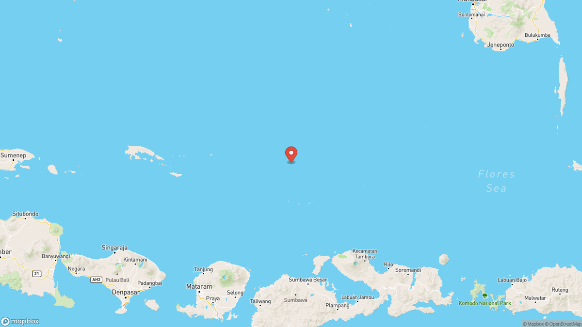 A magnitude 5.6 earthquake took place in the Bali Sea at 20:08 UTC (20 minutes ago). The depth was 477.5km and was reported by NEIC. #earthquake #earthquakes #Pototano #Indonesia