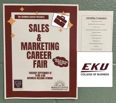 EKU_CoB's tweet photo. Save The Date: The Inaugural @SellingAwesome Sales &amp; Marketing Career Fair is in the Business &amp; Technology Center Atrium next week on Tuesday September 12 from 11a-2p. Employers are looking to hire some @eku &amp; @EKUOnline Colonels, so bring your resumes &amp; dress business casual. https://t.co/vOL07ax8oP