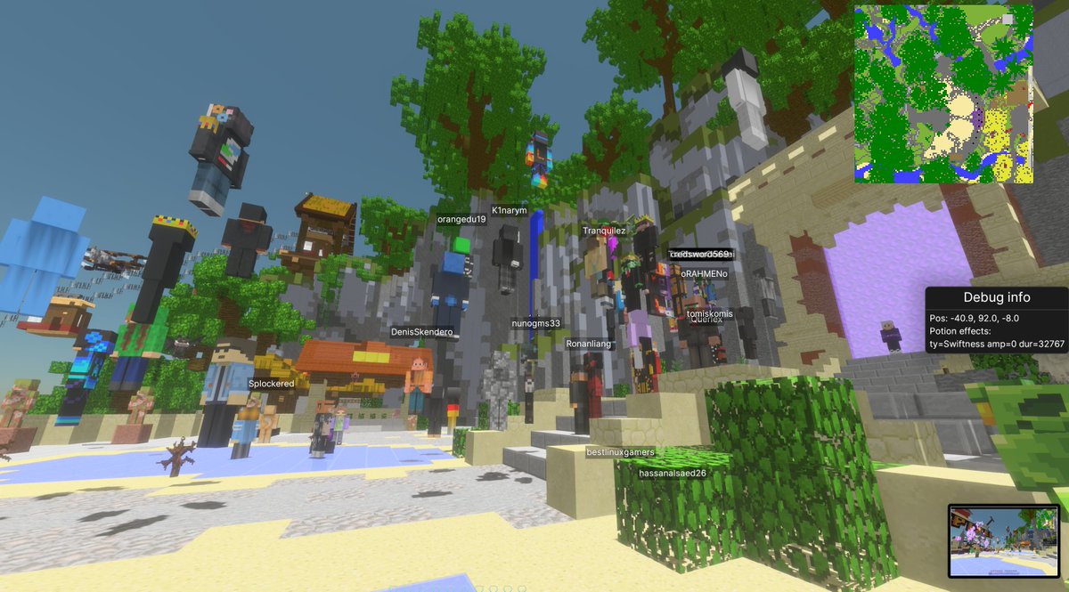 hytopia's tweet photo. Here's @HypixelNetwork but connected to backwards compatibly using the @hytopia client/engine!

Very much still a work in progress, lots of internal debugging still happening, still using temporary dev textures/lighting/etc - but team is moving fast👍 

Alpha test soon!

#rust https://t.co/Rqhan7lPIw