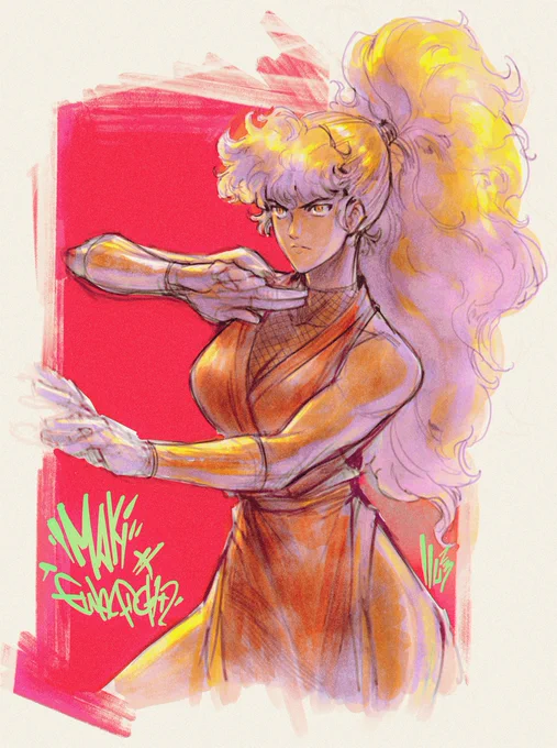 Some (belated) bday love for Maki for a sketch warm up today!#Capcom #FinalFight 