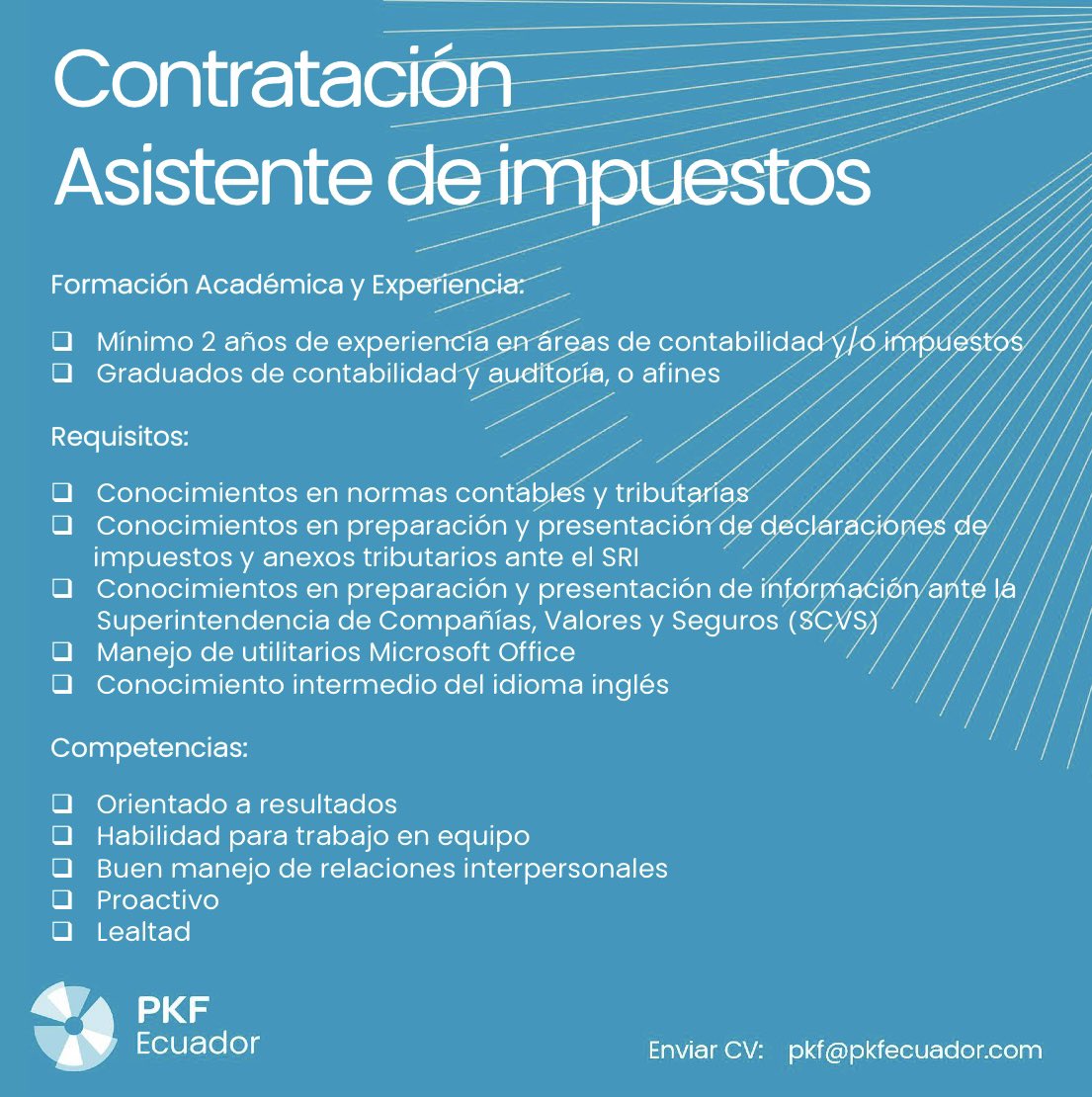 pkfecuador's tweet image. Estamos buscándote. Aplica ahora para asistente de impuestos. 

#PKFstaff #PKFEcuador #asistentedeimpuestos #wearepkf #teamPKF