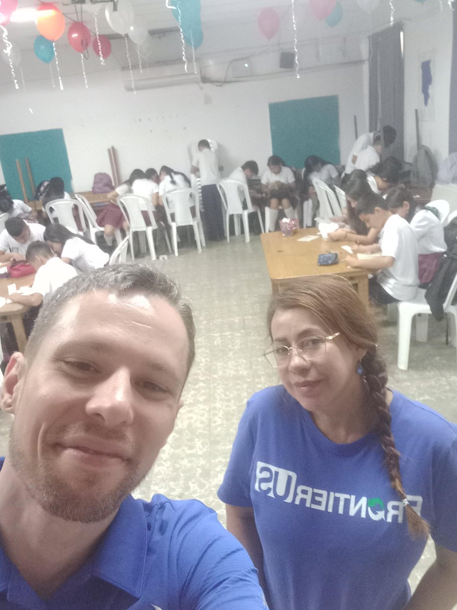 FrontierUS's tweet photo. FrontierUS is proud to share our latest community engagement. Our Marketing Specialist Abraham Morrison spent 3 days volunteering at IE Teniente Cruz Paredes School in Colombia. He worked with a teacher to host an English Championship event. Over 250 students participated! https://t.co/mdr1ZoBBKz