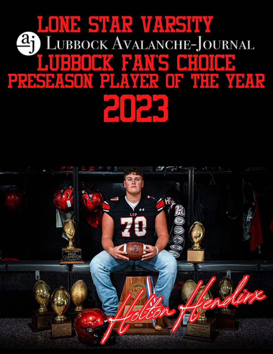 FootballLCP's tweet photo. Congrats to @HendrixHolton on this award. Hendrix said, "The individual award is a blessing, but team awards are better." Good stuff #70. #focUSonUS @HubCityPrepsLBK @806hsscmedia @KLBKsports @pchristy11 @CollieronTV @ChrisLevel @lcp_coachpo @pixel5_ @askfungo @806pics https://t.co/7SRgBy6FdN