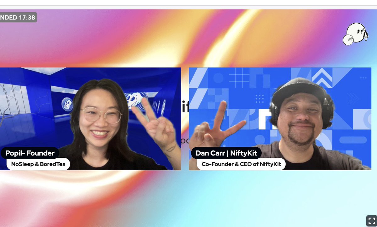 Hello to <a href="/0xdancarr/">0xdanc</a>, founder of <a href="/NiftyKitApp/">NiftyKit</a>! It's wonderful to chat at the NoSleep Podcast. Big shoutout to their amazing team for their hard work in building community tools. Exciting collaborations with <a href="/TheBoredTea/">BoredTea 🍵</a> workshop  – can't wait to see what's building next!
