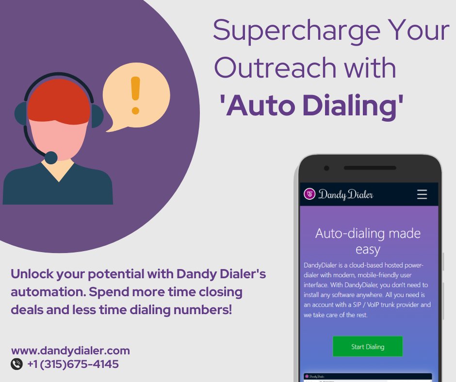 DialerDandy's tweet photo. Unlock your potential with DandyDialer's automation. Spend more time closing deals and less time dialing numbers!

Visit: https://t.co/xZM7zBQxCf
Call: +1 (315)675-4145

#DandyDialer #autodialer #autodialers #voicebroadcasting #press1 #crmsoftware #CommunicationEvolved https://t.co/6Ld6JaAXK0